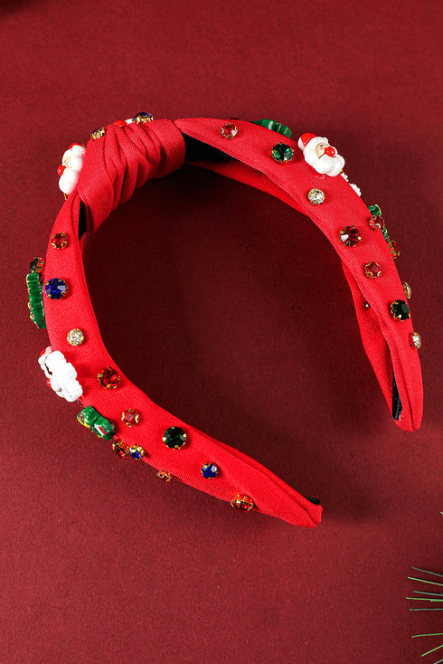 Holiday Cartoon Charm Rhinestone Knotted Headband