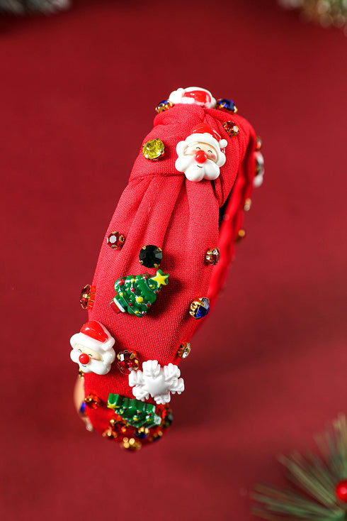 Holiday Cartoon Charm Rhinestone Knotted Headband