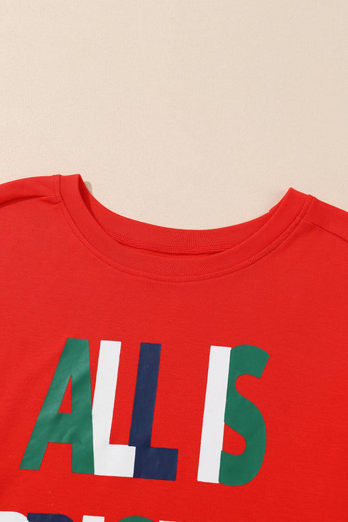 Holiday Graphic Print Raglan Top And Jogger Set