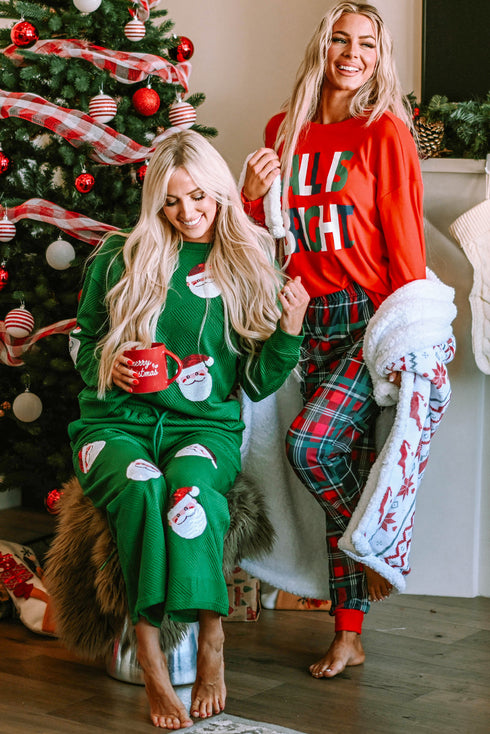 Holiday Graphic Print Raglan Top And Jogger Set