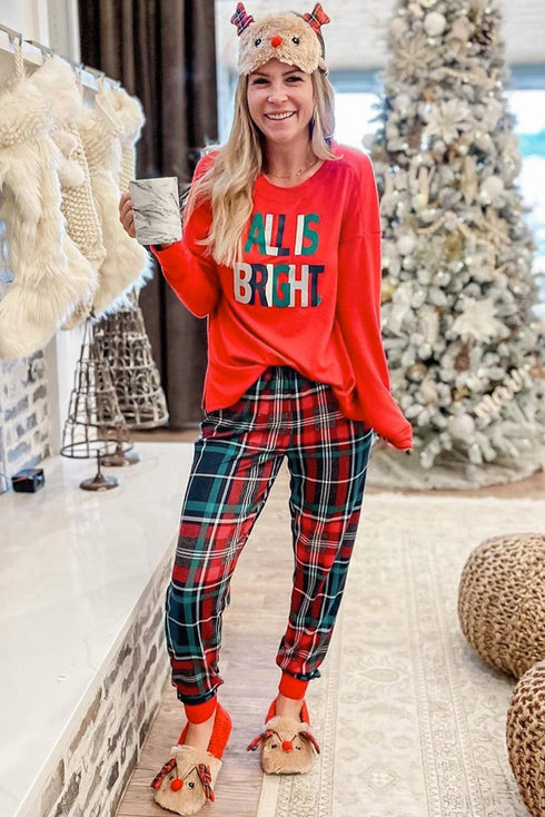 Holiday Graphic Print Raglan Top And Jogger Set