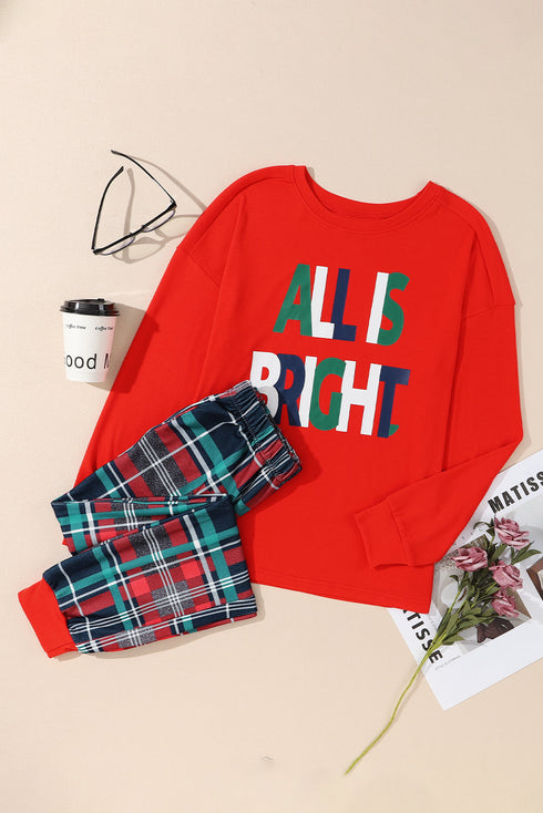 Holiday Graphic Print Raglan Top And Jogger Set