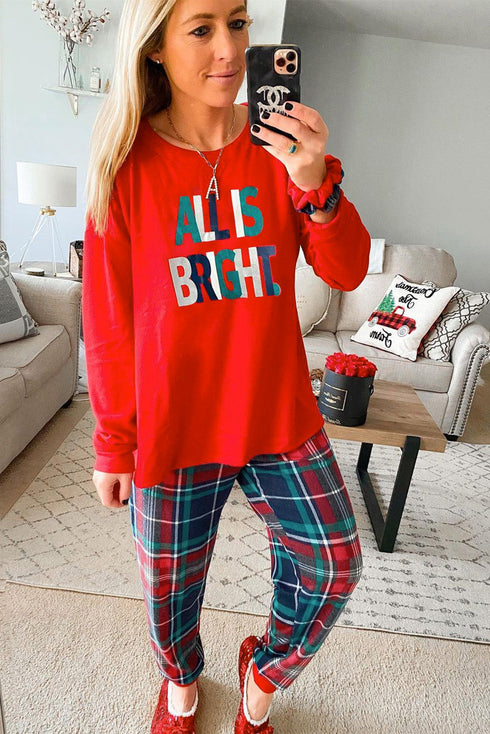 Holiday Graphic Print Raglan Top And Jogger Set