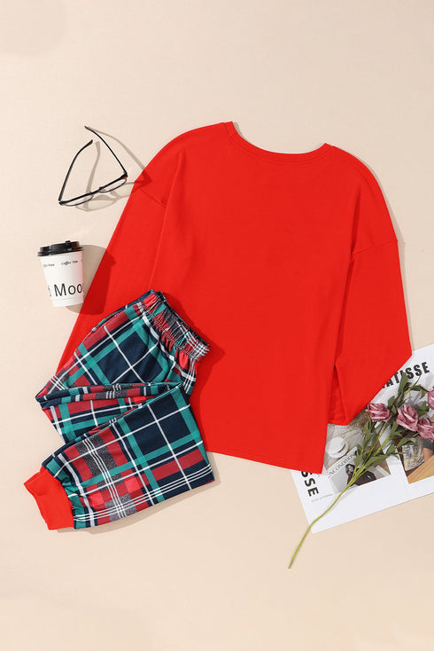 Holiday Graphic Print Raglan Top And Jogger Set