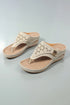 Hollow Cutout Platform Wedge Thong Style Slippers