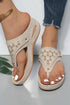 Hollow Cutout Platform Wedge Thong Style Slippers