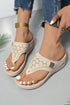 Hollow Cutout Platform Wedge Thong Style Slippers