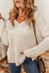 Hollow-out Crochet V Neck Sweater