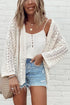 Hollow Out Knit Drop Shoulder Open Front Cardigan