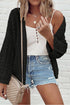 Hollow Out Knit Drop Shoulder Open Front Cardigan