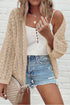 Hollow Out Knit Drop Shoulder Open Front Cardigan
