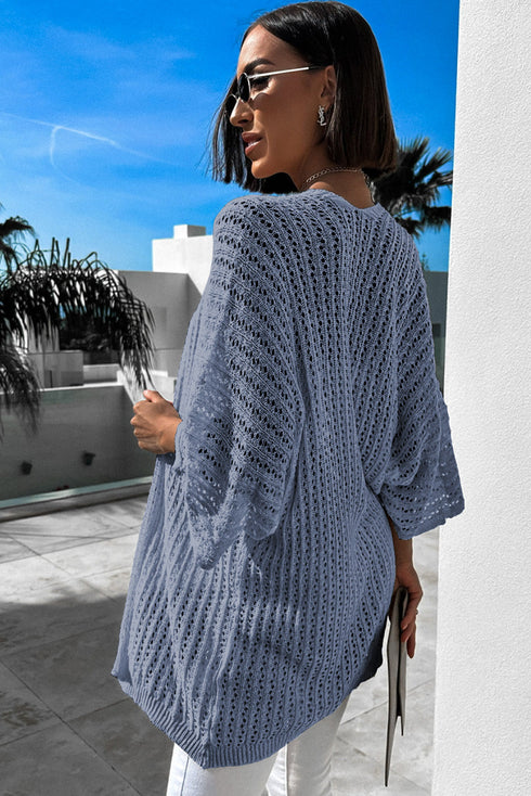 Hollow-out Knit Kimono Lightweight Cardigan