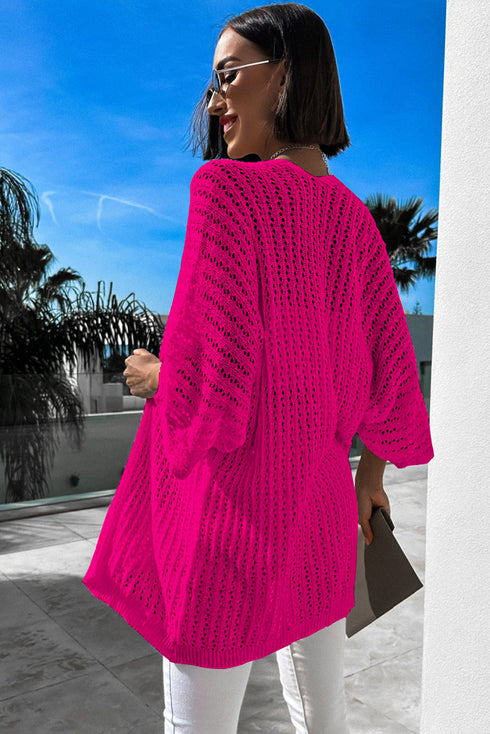 Hollow-out Knit Kimono Lightweight Cardigan