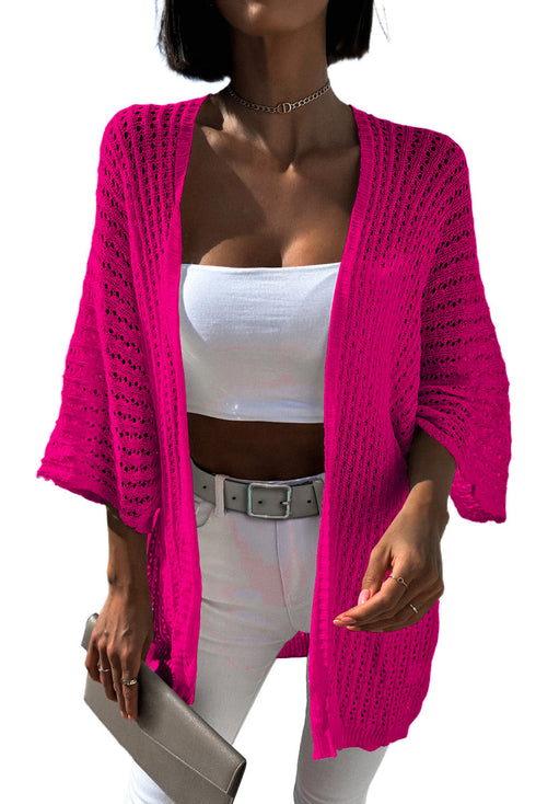 Hollow-out Knit Kimono Lightweight Cardigan