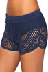 Hollow Out Lace Overlay Swim Short Bottom