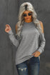 Hollow Out Off-The-Shoulder Long Sleeve T-Shirt