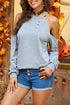 Hollow Out Off-The-Shoulder Long Sleeve T-Shirt