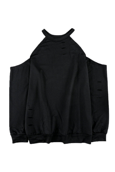 Hollow Out Off-The-Shoulder Long Sleeve T-Shirt