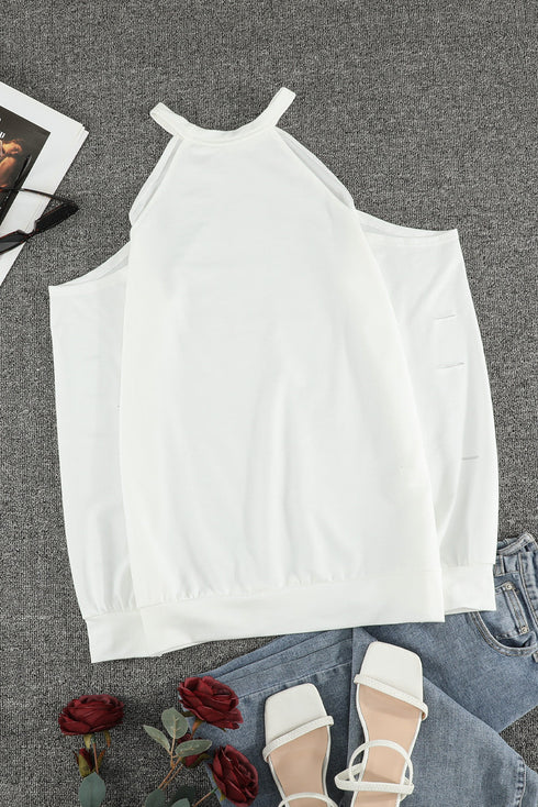Hollow Out Off-The-Shoulder Long Sleeve T-Shirt