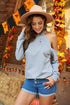 Hollow Out Off-The-Shoulder Long Sleeve T-Shirt