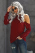 Hollow Out Off-The-Shoulder Long Sleeve T-Shirt