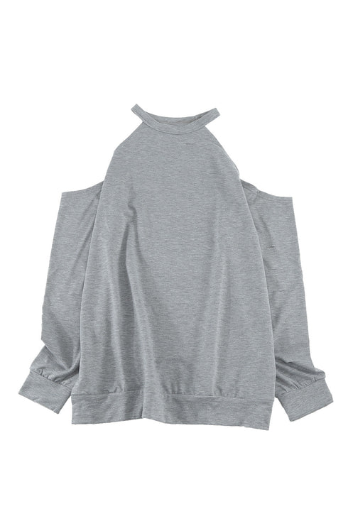 Hollow Out Off-The-Shoulder Long Sleeve T-Shirt
