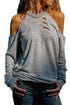 Hollow Out Off-The-Shoulder Long Sleeve T-Shirt