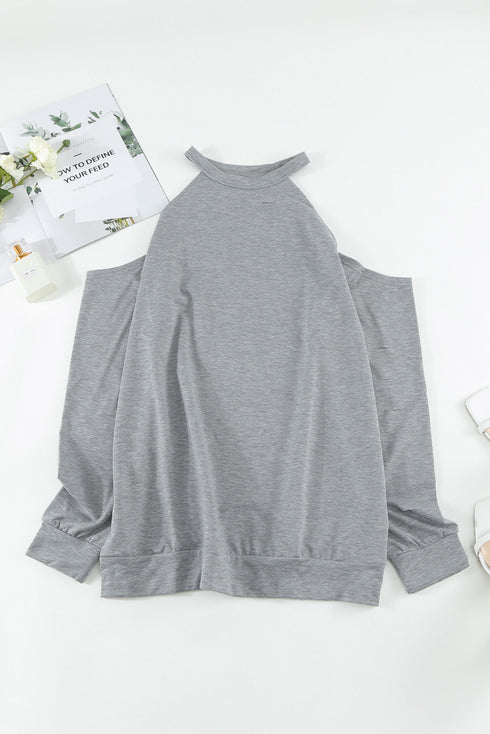 Hollow Out Off-The-Shoulder Long Sleeve T-Shirt