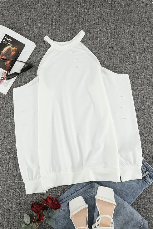 Hollow Out Off-The-Shoulder Long Sleeve T-Shirt