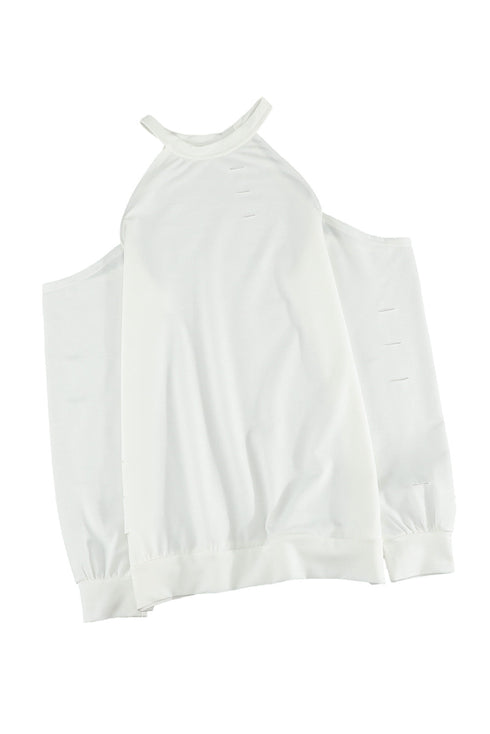 Hollow Out Off-The-Shoulder Long Sleeve T-Shirt