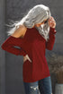 Hollow Out Off-The-Shoulder Long Sleeve T-Shirt