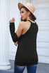 Hollow Out Off-The-Shoulder Long Sleeve T-Shirt