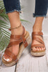 Hollow Out PU Leather Velcro Strap Wedge Sandals