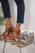 Hollow Out PU Leather Velcro Strap Wedge Sandals