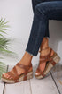 Hollow Out PU Leather Velcro Strap Wedge Sandals