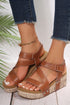 Hollow Out PU Leather Velcro Strap Wedge Sandals