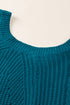 Hollow-Out Puffy Sleeve Drop Shoulder Round Neck Knit Pullover Sweater