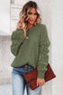 Hollow-Out Puffy Sleeve Drop Shoulder Round Neck Knit Pullover Sweater