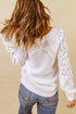 Hollow-Out Puffy Sleeve Drop Shoulder Round Neck Knit Pullover Sweater