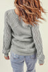 Hollow-Out Puffy Sleeve Drop Shoulder Round Neck Knit Pullover Sweater