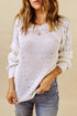 Hollow-Out Puffy Sleeve Drop Shoulder Round Neck Knit Pullover Sweater