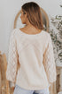 Hollow-Out Puffy Sleeve Drop Shoulder Round Neck Knit Pullover Sweater
