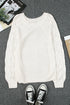 Hollow-Out Puffy Sleeve Drop Shoulder Round Neck Knit Pullover Sweater