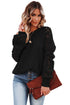Hollow-Out Puffy Sleeve Drop Shoulder Round Neck Knit Pullover Sweater
