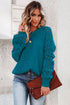 Hollow-Out Puffy Sleeve Drop Shoulder Round Neck Knit Pullover Sweater