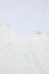 Hollow-Out Puffy Sleeve Drop Shoulder Round Neck Knit Pullover Sweater