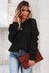 Hollow-Out Puffy Sleeve Drop Shoulder Round Neck Knit Pullover Sweater