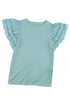 Hollow Out Ruffle Sleeve T-Shirt