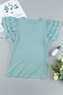 Hollow Out Ruffle Sleeve T-Shirt