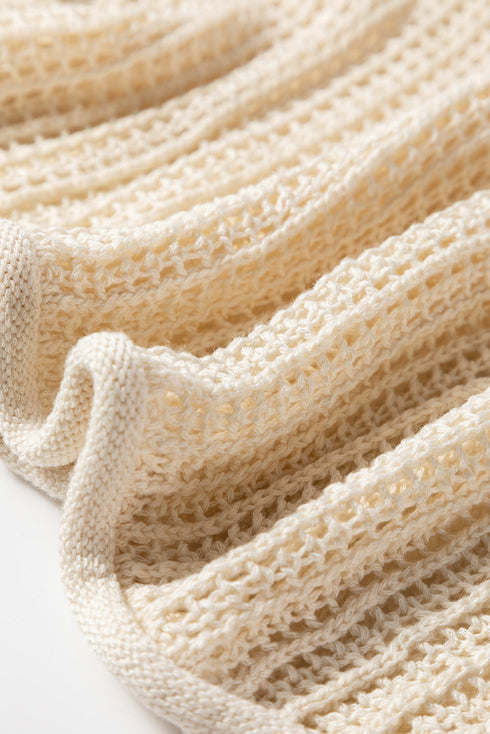 Hollow Out Textured Knit Star Print Sweater